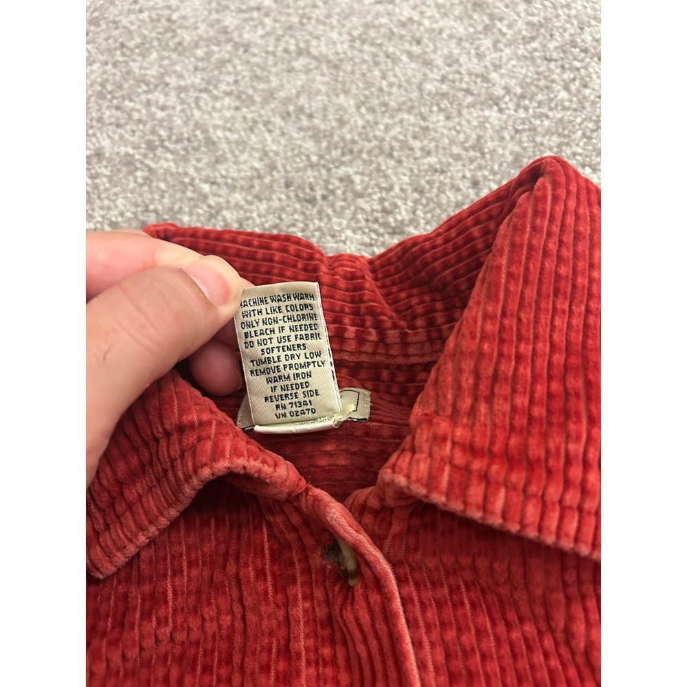 LL Bean Corduroy Button Down Shirt Womens Small Red Excellent Long Sleeve Cotton - Picture 7 of 11